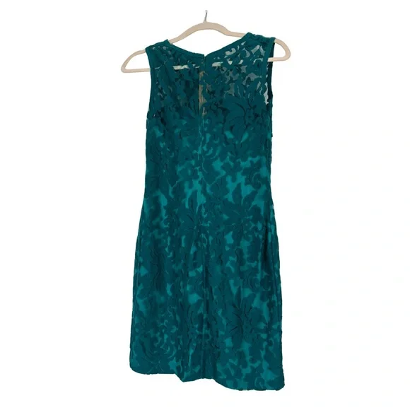 Tadashi Shoji Teal Lace Mini Cocktail Dress Size 4 - Picture 2 of 6